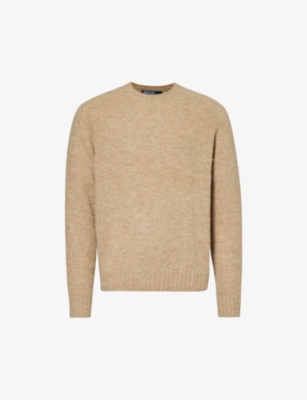 Polo Ralph Lauren Brand-patch Knitted Wool-blend Jumper In Oak Brown Hthr
