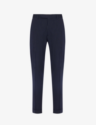 POLO RALPH LAUREN: Pinstripe regular-fit tapered-leg recycled polyester-blend trousers