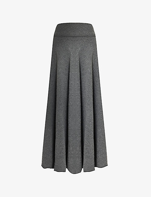 EXTREME CASHMERE: n°313 Twirl pleated high-waist stretch-cashmere blend midi skirt
