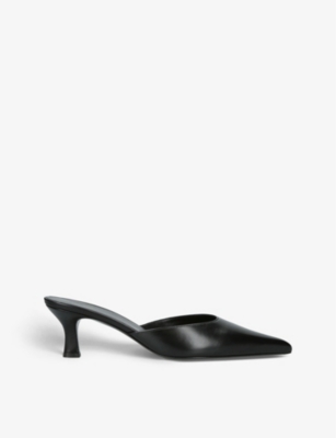 The Row Cybil Leather Mules In Black