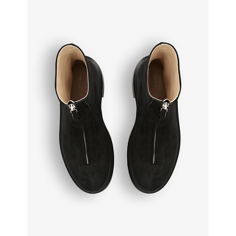 Shop The Row Women's Black Zipped-front Platform-sole Suede Ankle Boots