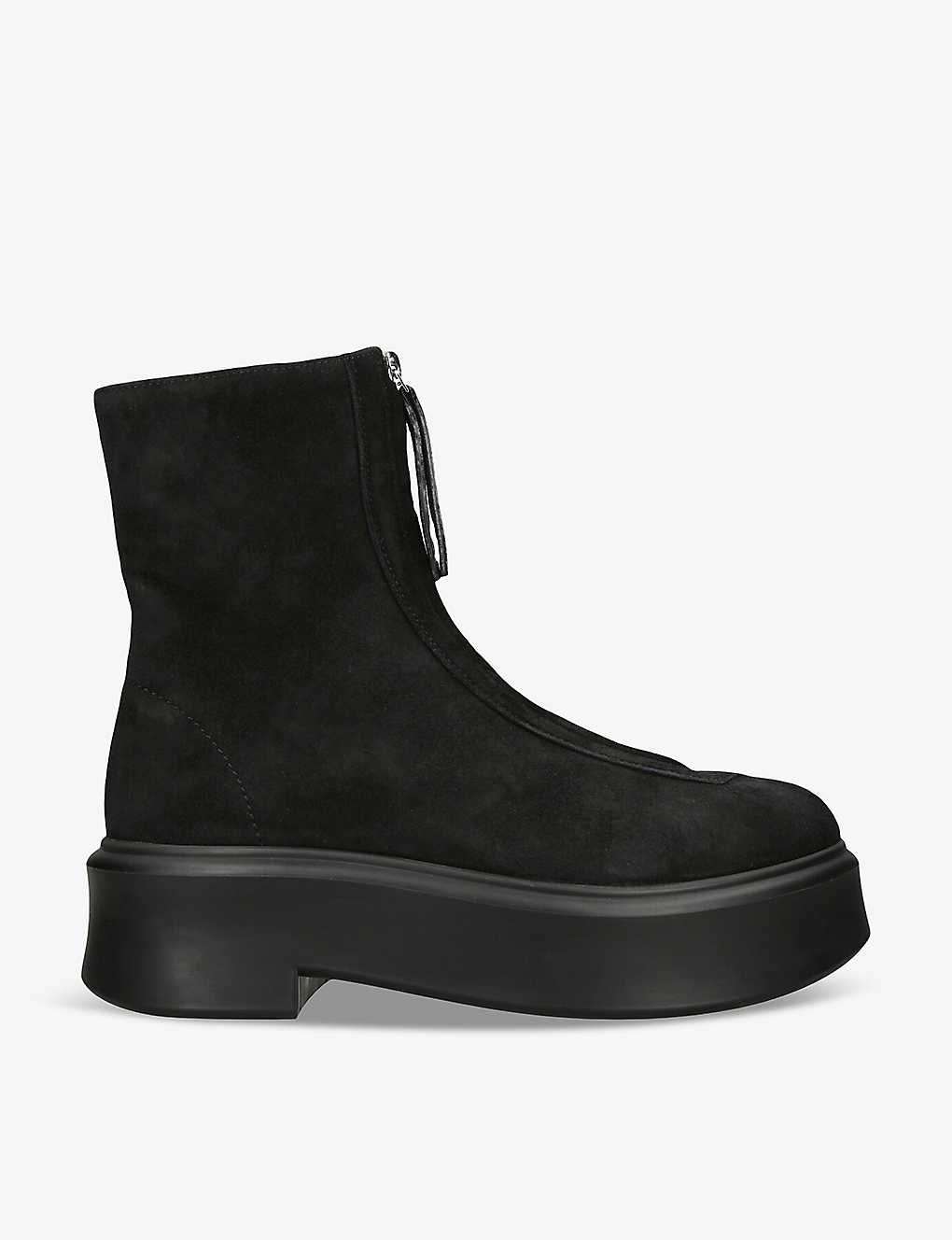 Shop The Row Womens Black Zipped-front Platform-sole Suede Ankle Boots