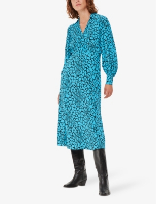Whistles Terazzo Print Midi Dress In Multi-coloured