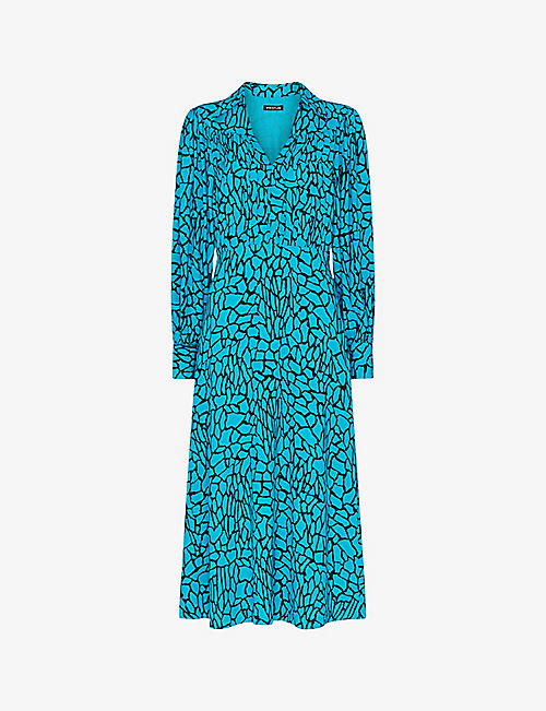 WHISTLES: Terrazzo geometric-print woven midi dress