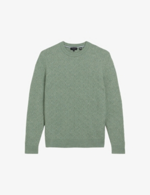 Ted Baker Mens Pl-green Atchet Cable-knitted Jumper
