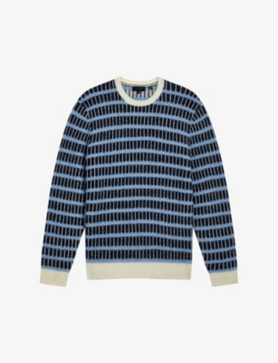 TED BAKER: Waylen regular-fit textured-pattern stretch wool-blend jumper