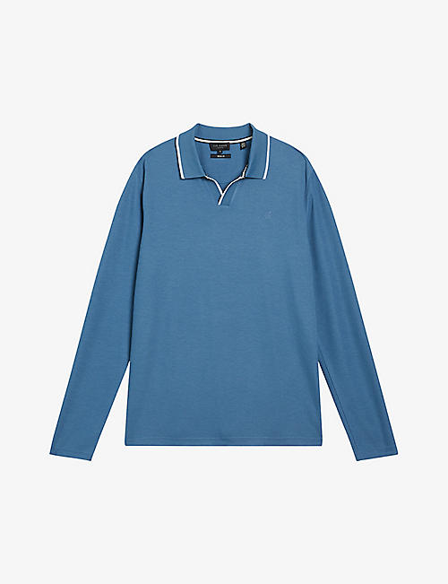TED BAKER: Maste open-collar knitted polo shirt