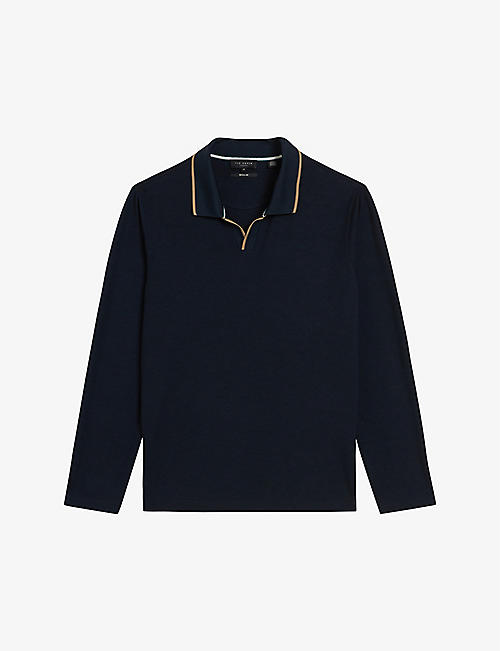 TED BAKER: Maste open-collar knitted polo shirt