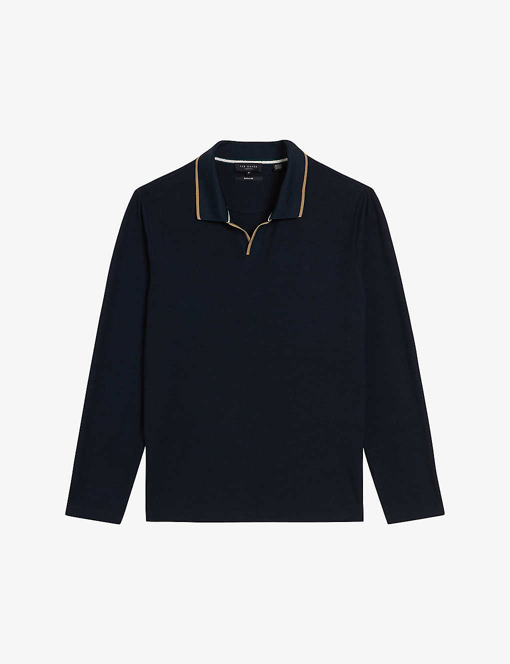 Ted Baker Mens Navy Maste Open-collar Knitted Polo Shirt