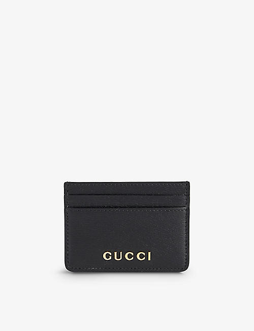 GUCCI: Brand-plaque leather card holder