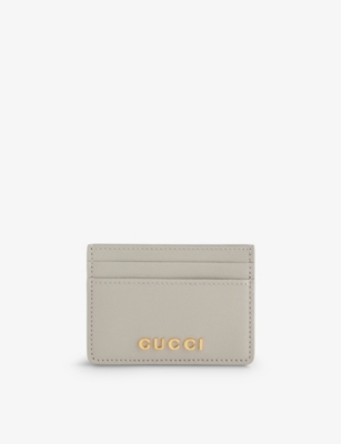 Gucci Brand-plaque Leather Card Holder In Grey/black