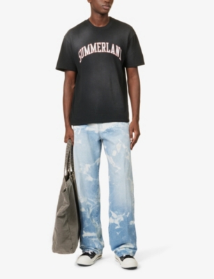 Shop Nahmias Men's Faded Black Short-sleeved Brand-print Cotton-jersey T-shirt