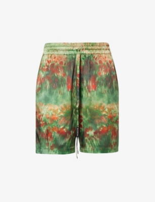 Nahmias Mens Landscape Poppies Summerland Graphic-print Stretch-silk Shorts In Multi-coloured