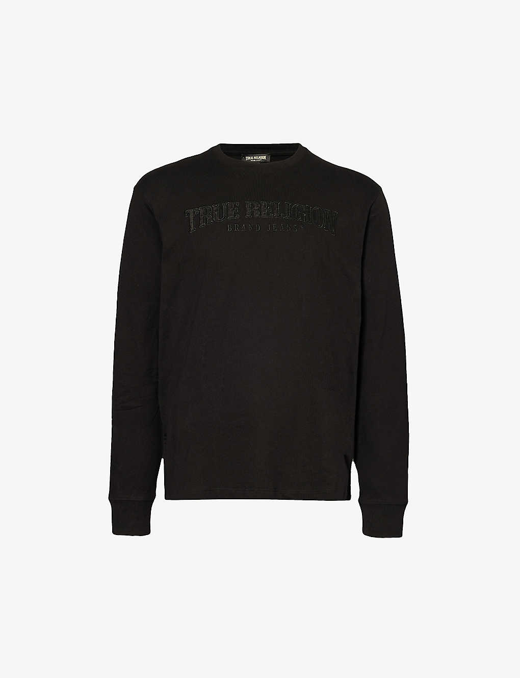 Shop True Religion Crewneck Brand-print Cotton-jersey T-shirt In Black