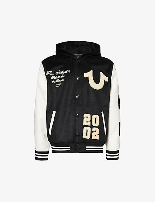 TRUE RELIGION: Hooded brand-patch woven jacket