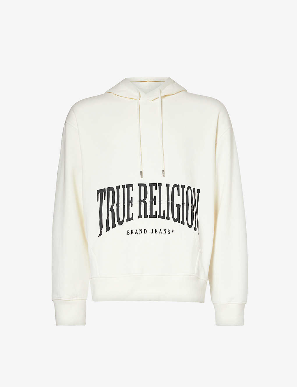 Shop True Religion Mens Winter White Arch Relaxed-fit Cotton-blend Hoody
