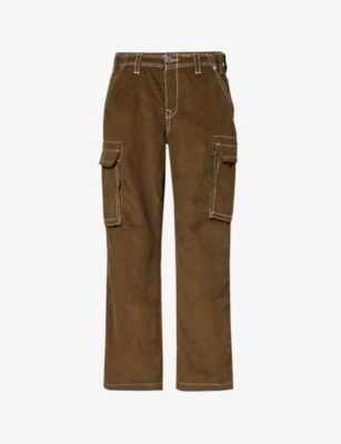 True Religion Mens Kalamata Big-t Contrast-stitched Straight-leg Cotton-corduroy Trousers