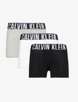 Mens Calvin Klein Logo-Waistband Pack Of Three Cotton-Blend Trunks