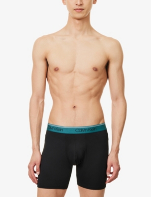 Shop Calvin Klein Men's Blk,arona,chesapeake Branded-waistband Mid-rise Pack Of Three Stretch-woven Boxer