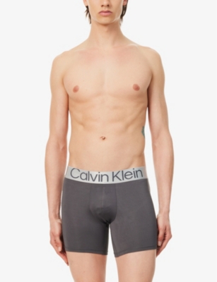 Shop Calvin Klein Men's Arn,ash Gry,blk W/ Utr Logo-waistband Pack Of Three Stretch-woven Boxer Briefs