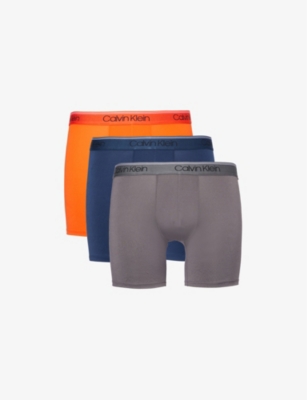 CALVIN KLEIN: Branded-waistband pack of three stretch-jersey trunks