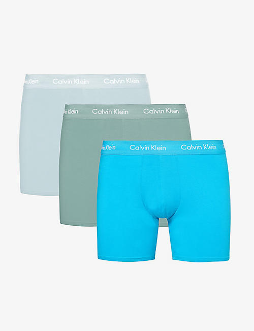 CALVIN KLEIN: Logo-waistband pack of three stretch-cotton boxer briefs