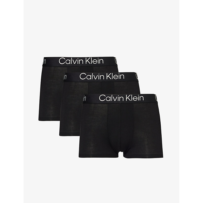 Calvin Klein Logo-waistband Pack Of Three In Black, Black, Black