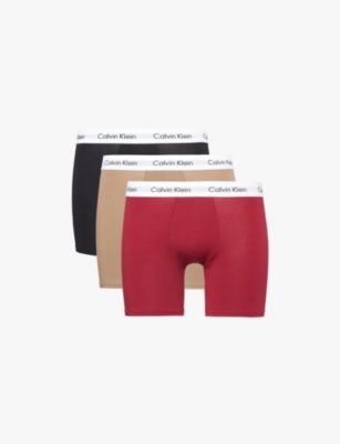 CALVIN KLEIN: Branded-waistband pack of three stretch-cotton boxer briefs