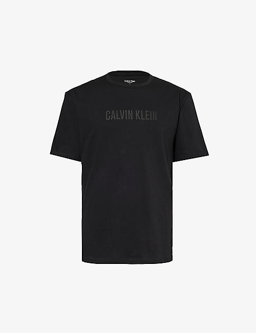 CALVIN KLEIN: Logo-print crewneck cotton-jersey T-shirt