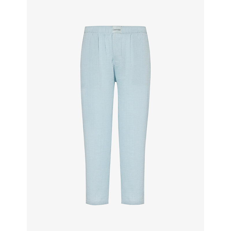 Calvin Klein Mens Arona Branded-patch Straight-leg Cotton Pyjama Trousers