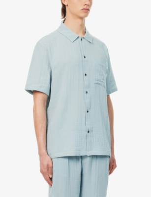 Shop Calvin Klein Men's Aro Relaxed-fit Short-sleeved Cotton Pyjama Shirt In Arona