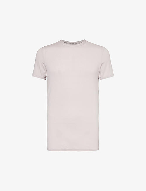 CALVIN KLEIN: Logo-tab short-sleeved stretch-recycled modal T-shirt