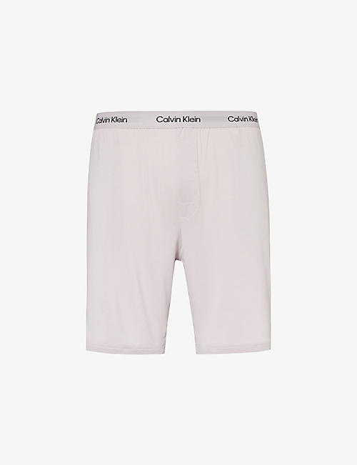 CALVIN KLEIN: Branded-waistband straight-leg stretch-recycled modal shorts