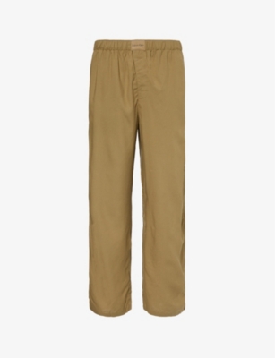 Calvin Klein Mens Gothic Olive Branded-patch Elasticated-waist Woven Pyjama Trousers