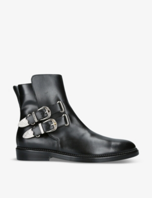 Toga Virilis Mens Black Stud-embellished Buckled Leather Chelsea Boots
