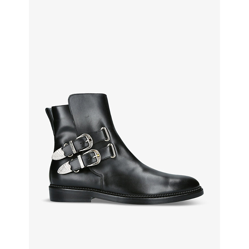 Toga Virilis Mens Black Stud-embellished Buckled Leather Chelsea Boots