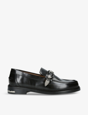 Toga Virilis Mens Black Hardware-embellished Leather Loafers In Black