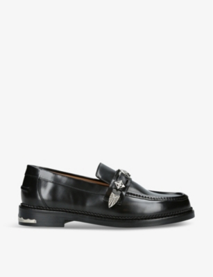 Toga Virilis Mens Black Hardware-embellished Leather Loafers