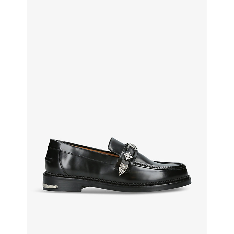 Toga Virilis Mens Black Hardware-embellished Leather Loafers