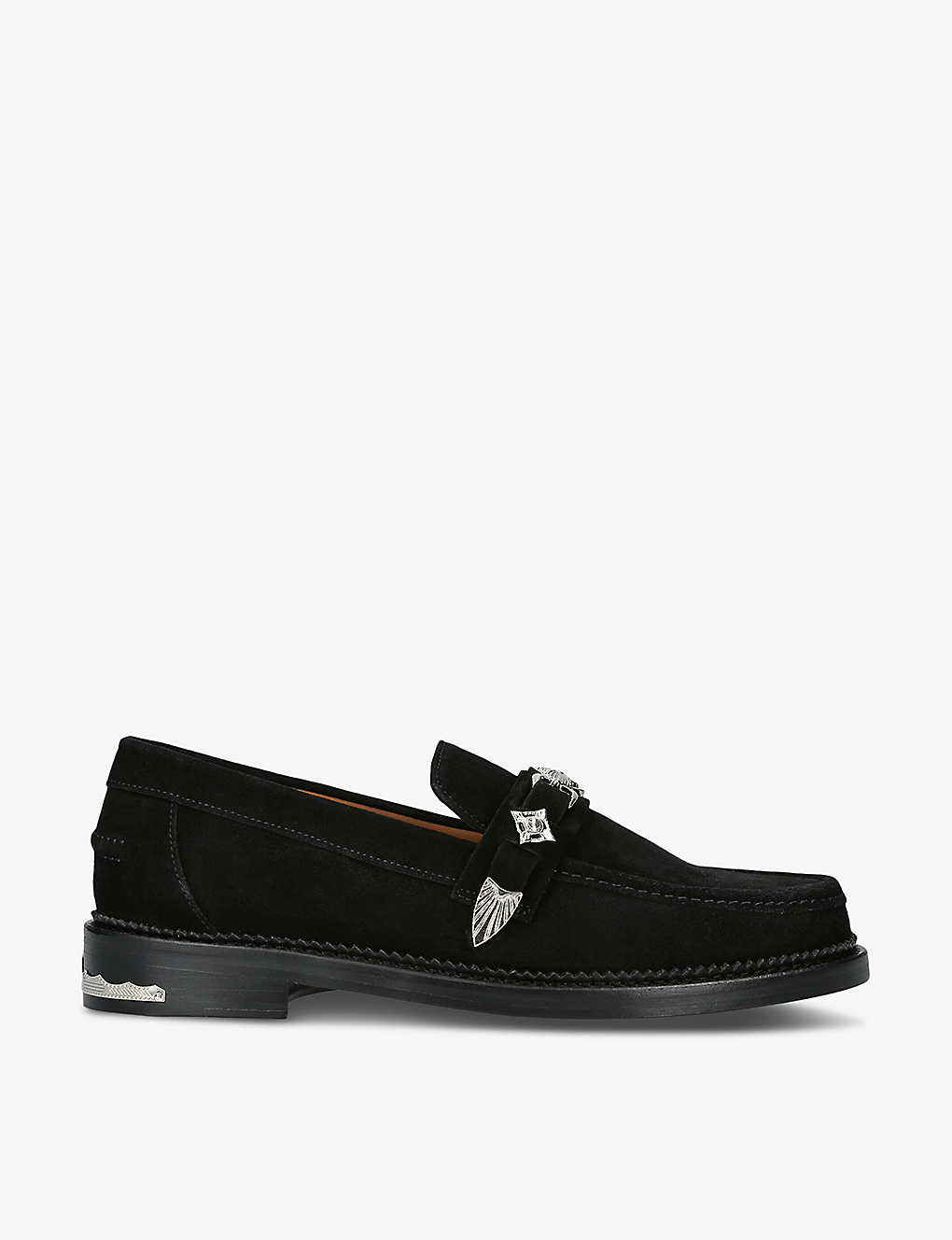 Shop Toga Virilis Men's Black Hardware-embellished Suede Loafers