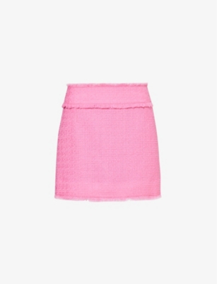 Dolce & Gabbana Frayed Wool-blend Tweed Mini Skirt In Rosa 2
