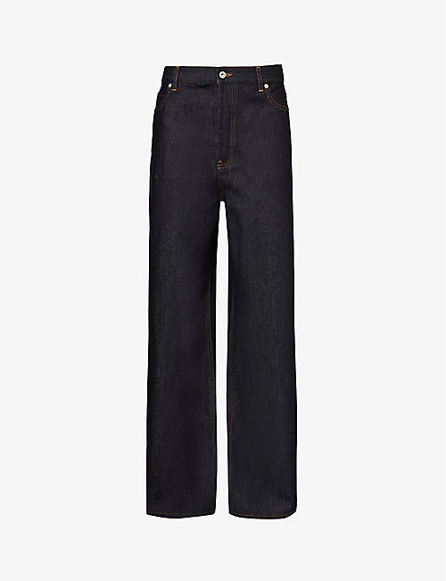 LOEWE: Brand-patch mid-rise wide-leg jeans