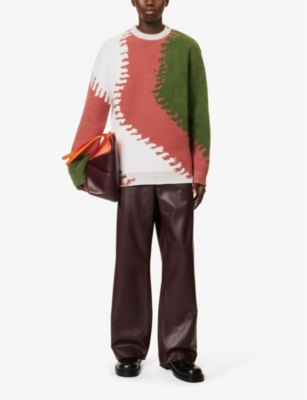Shop Loewe Men's Multicolor Stripe-pattern Crewneck Knitted Jumper