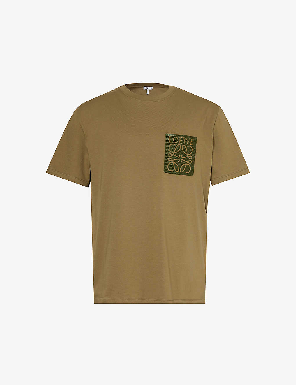 Loewe Mens Hunter Green Anagram-embroidered Relaxed-fit Cotton-jersey T-shirt