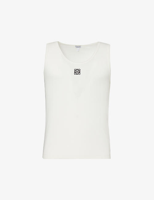 LOEWE: Anagram brand-embroidered stretch-cotton top