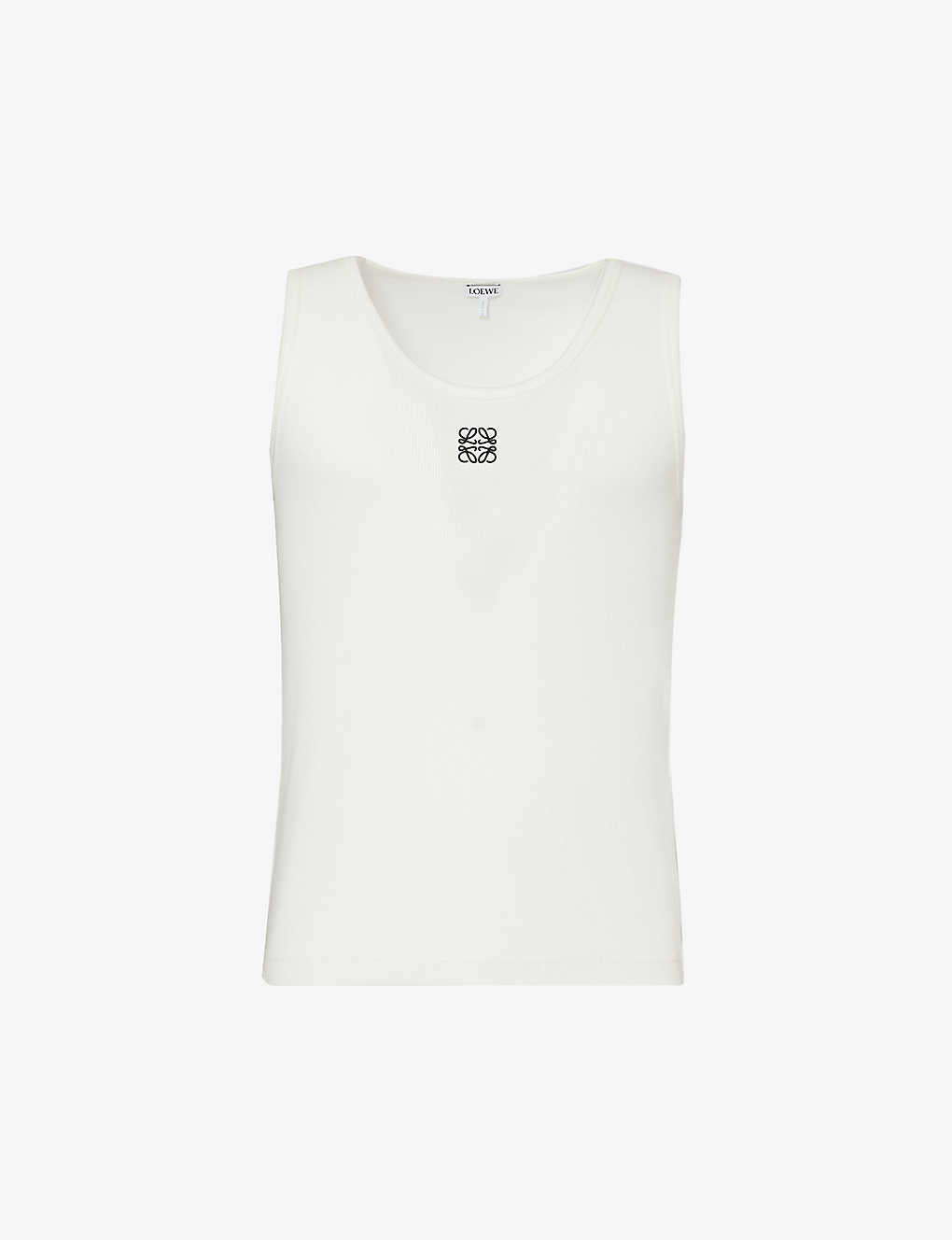 Shop Loewe Anagram Brand-embroidered Stretch-cotton Top In White