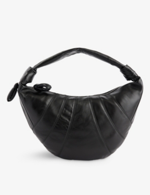 Lemaire Womens Dark Chocolate Mini Fortune Croissant Leather Shoulder Bag In Black