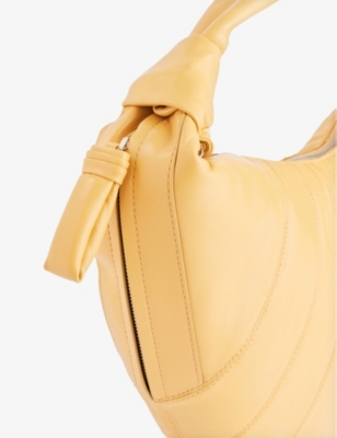 Shop Lemaire Fortune Croissant Leather Cross-body Bag In Butter