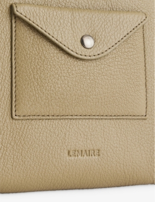 Shop Lemaire Envelope Leather Cross-body Pouch Bag In Dusty Khaki