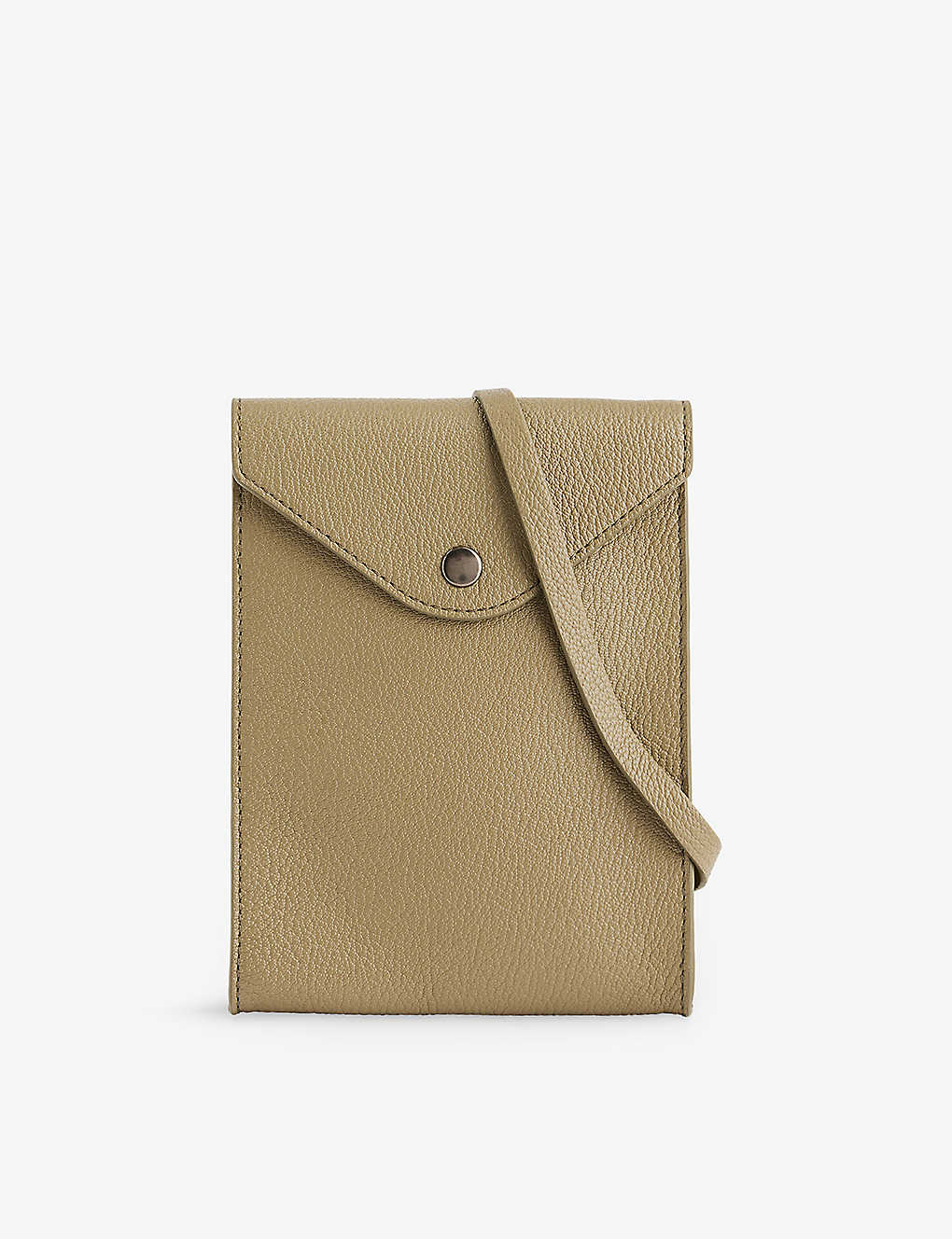 Lemaire Womens Dusty Khaki Envelope Leather Cross-body Pouch Bag
